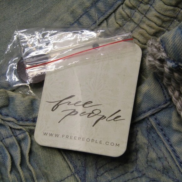 NEW FREE PEOPLE Women’s Sweet Summer Bed Front Tie Long Jacket Light Blue Size S - Picture 3 of 10